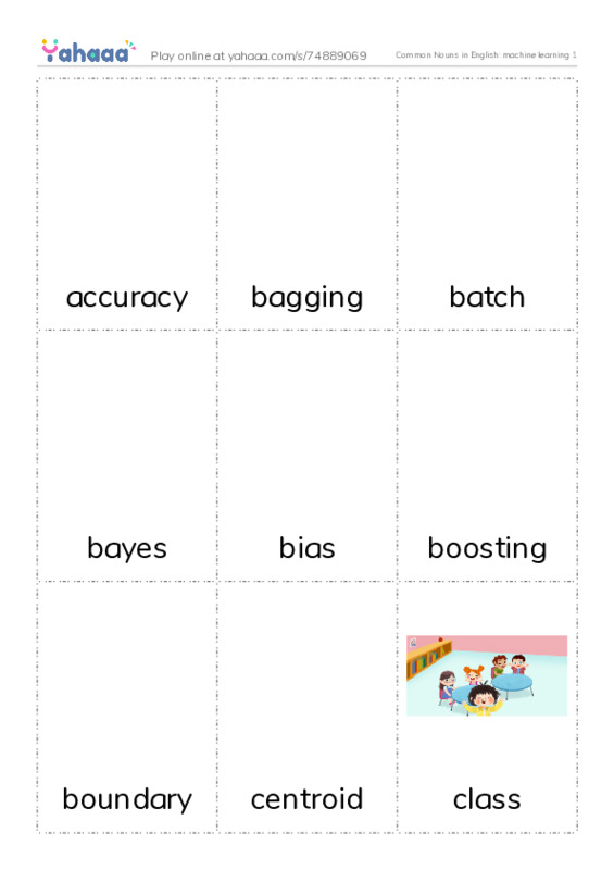 Common Nouns in English: machine learning 1 PDF flaschards with images