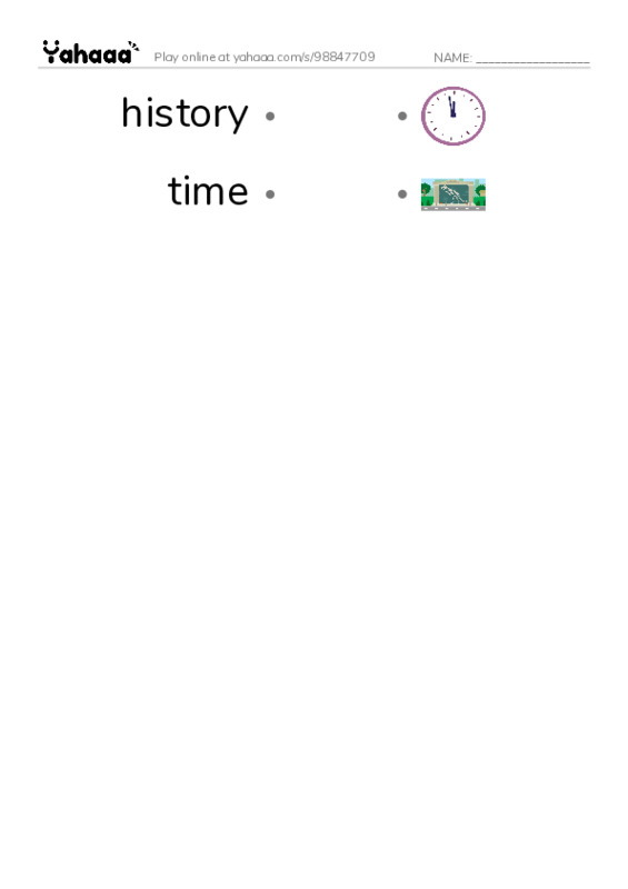 Common Nouns in English: history 2 PDF link match words worksheet