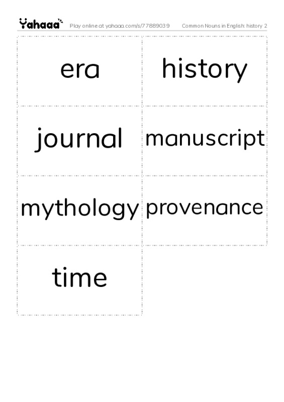 Common Nouns in English: history 2 PDF two columns flashcards