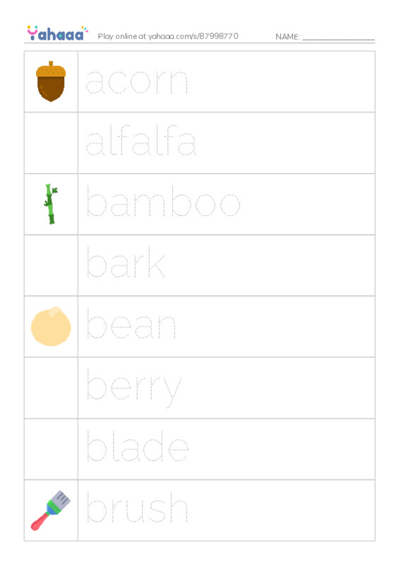 Common Nouns in English: plants 1 PDF one column image words