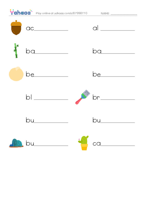 Common Nouns in English: plants 1 PDF worksheet writing row