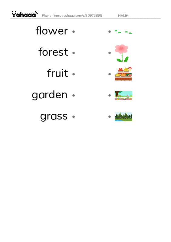 Common Nouns in English: plants 2 PDF link match words worksheet
