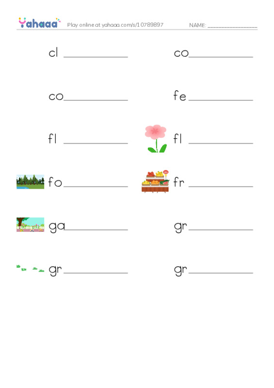 Common Nouns in English: plants 2 PDF worksheet writing row