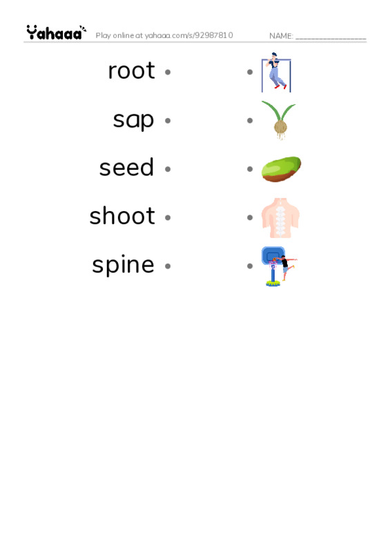 Common Nouns in English: plants 4 PDF link match words worksheet