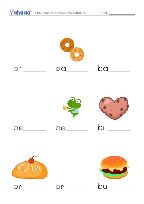 Common Nouns in English: food 1 PDF worksheet to fill in words gaps