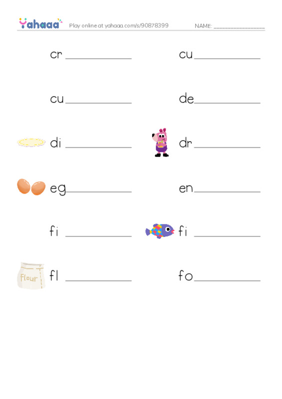 Common Nouns in English: food 3 PDF worksheet writing row