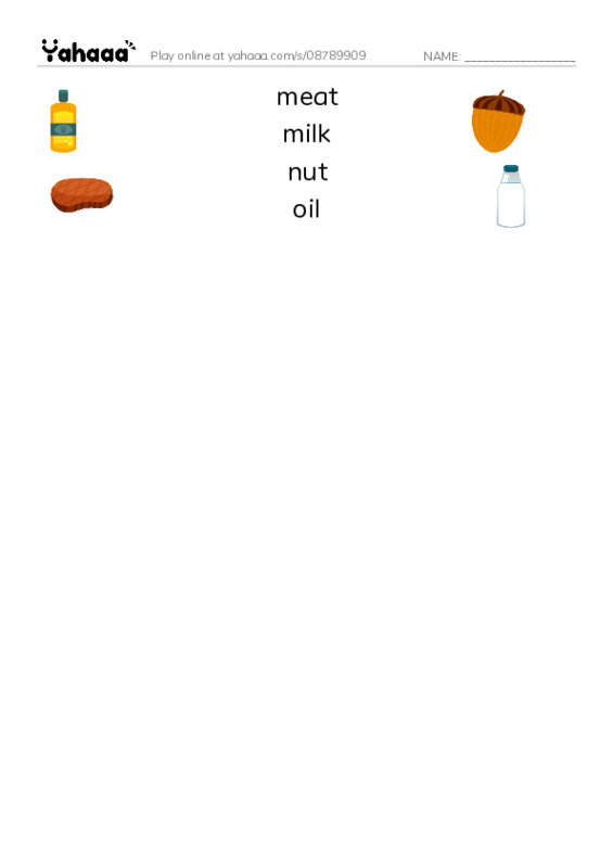 Common Nouns in English: food 5 PDF three columns match words