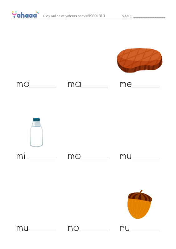 Common Nouns in English: food 5 PDF worksheet to fill in words gaps