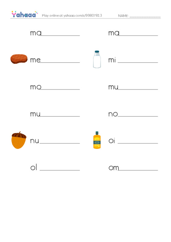 Common Nouns in English: food 5 PDF worksheet writing row