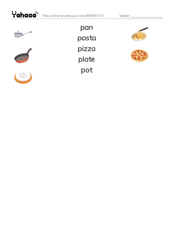 Common Nouns in English: food 6 PDF three columns match words