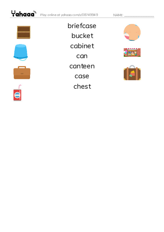 Common Nouns in English: containers 2 PDF three columns match words