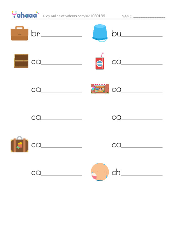 Common Nouns in English: containers 2 PDF worksheet writing row