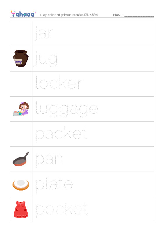 Common Nouns in English: containers 4 PDF one column image words