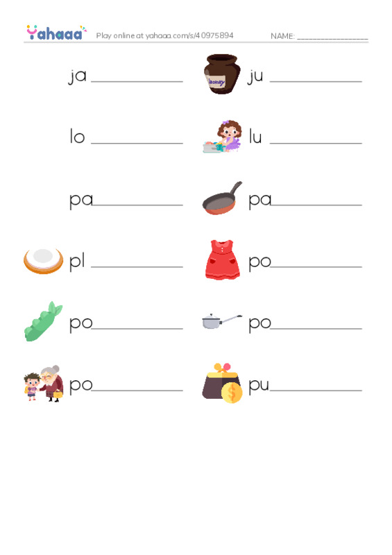 Common Nouns in English: containers 4 PDF worksheet writing row