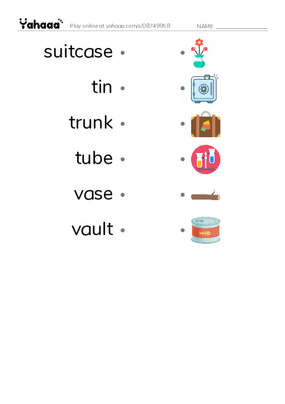 Common Nouns in English: containers 5 PDF link match words worksheet