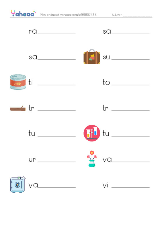Common Nouns in English: containers 5 PDF worksheet writing row