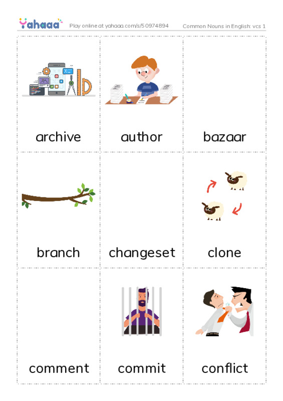 Common Nouns in English: vcs 1 PDF flaschards with images