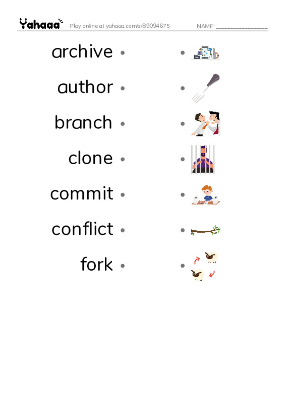 Common Nouns in English: vcs 1 PDF link match words worksheet