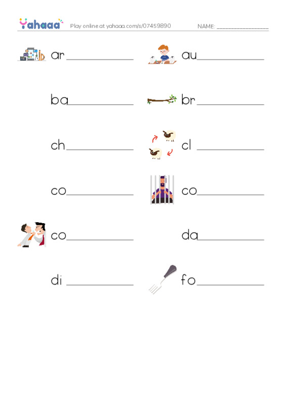 Common Nouns in English: vcs 1 PDF worksheet writing row