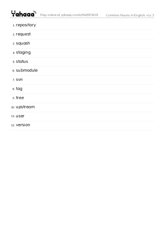 Common Nouns in English: vcs 3 PDF words glossary