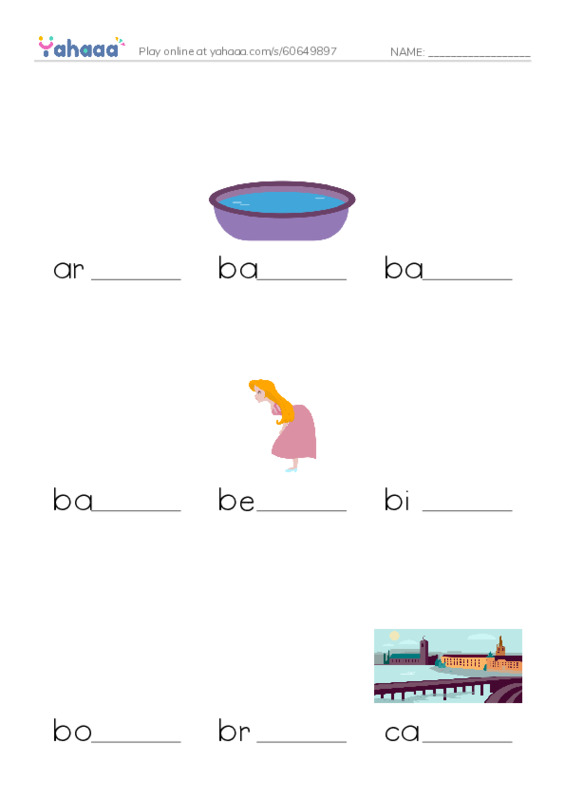Common Nouns in English: water 1 PDF worksheet to fill in words gaps