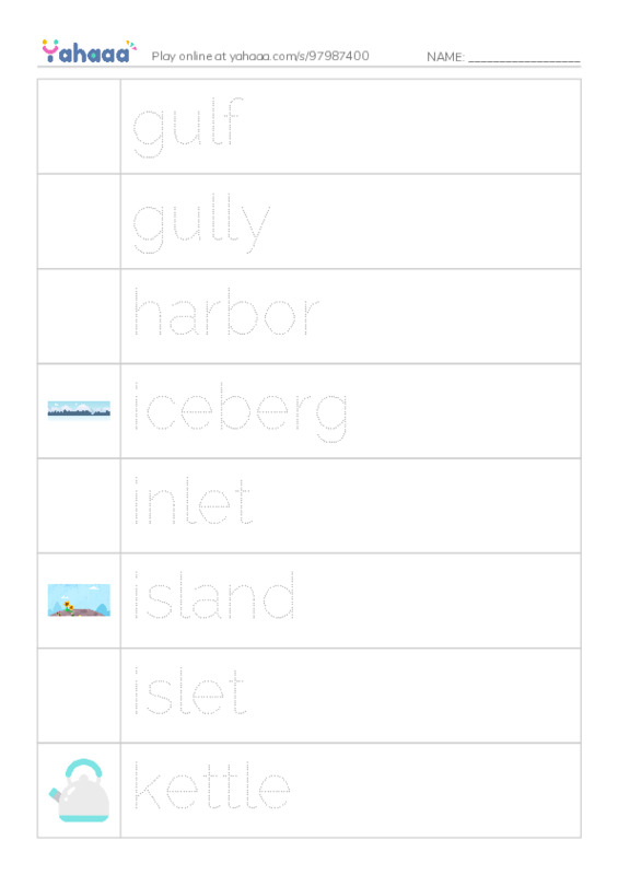 Common Nouns in English: water 3 PDF one column image words