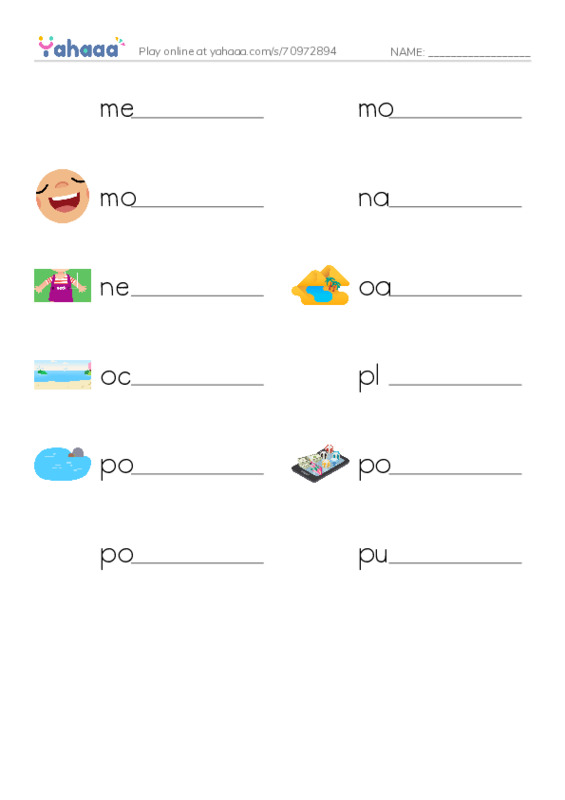 Common Nouns in English: water 4 PDF worksheet writing row