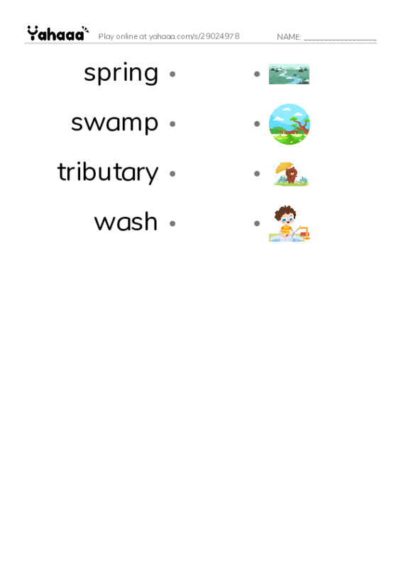 Common Nouns in English: water 6 PDF link match words worksheet