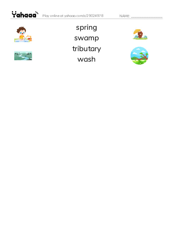 Common Nouns in English: water 6 PDF three columns match words