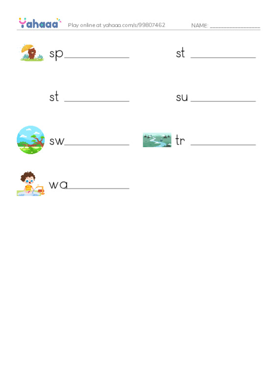 Common Nouns in English: water 6 PDF worksheet writing row