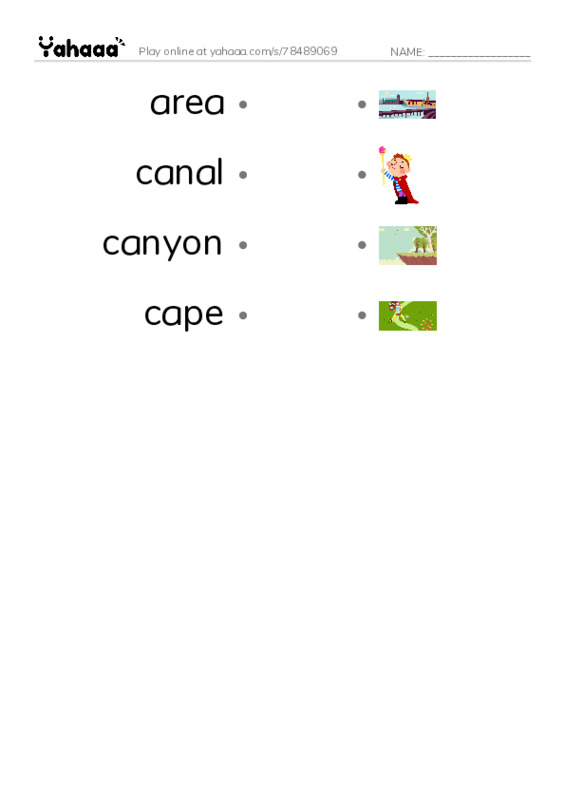 Common Nouns in English: geography 1 PDF link match words worksheet