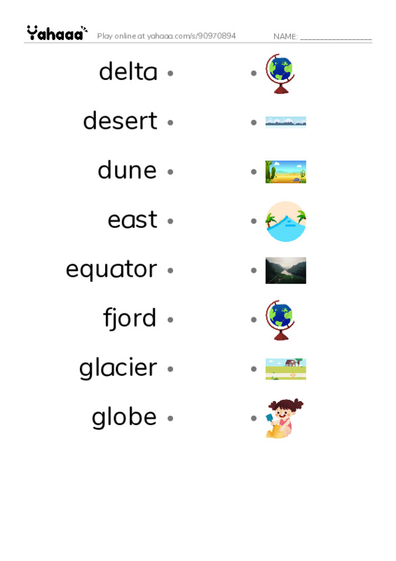 Common Nouns in English: geography 3 PDF link match words worksheet
