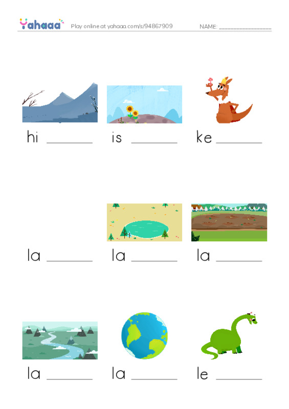 Common Nouns in English: Topology PDF worksheet to fill in words gaps