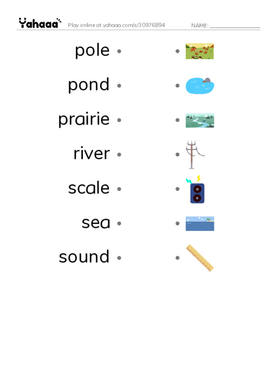Common Nouns in English: geography 6 PDF link match words worksheet