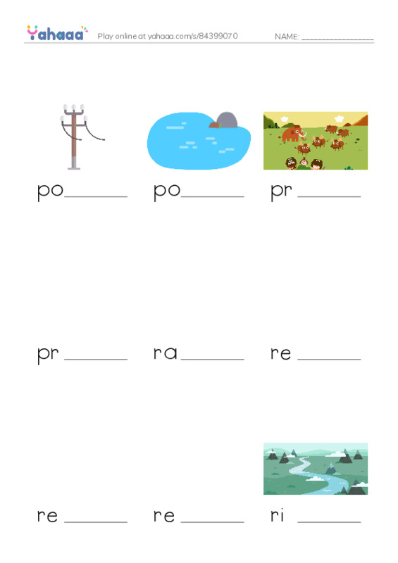 Common Nouns in English: geography 6 PDF worksheet to fill in words gaps