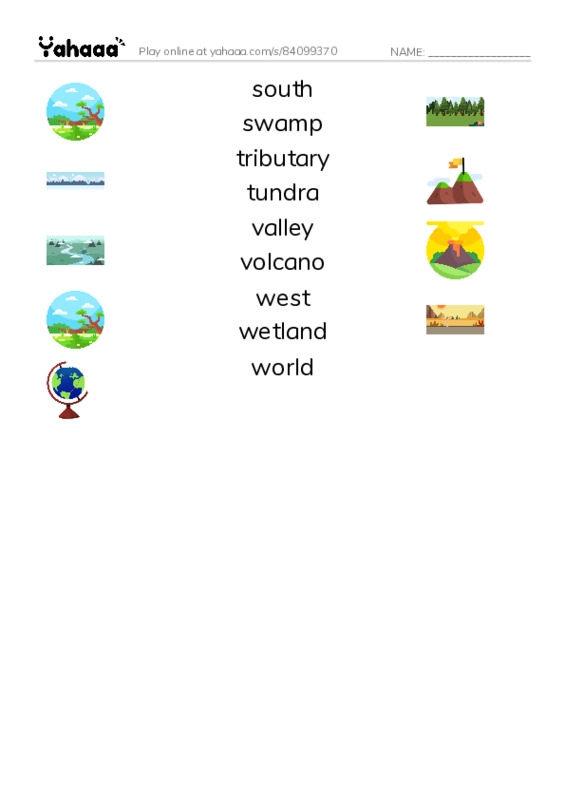 Common Nouns in English: geography 7 PDF three columns match words