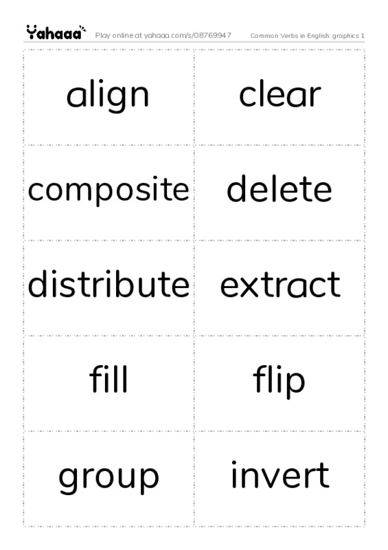 Common Verbs in English: graphics 1 PDF two columns flashcards