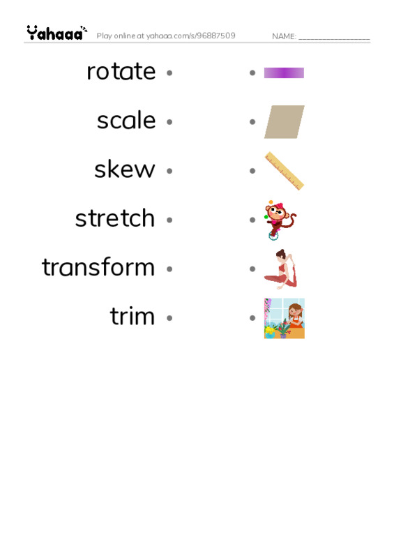 Common Verbs in English: graphics 2 PDF link match words worksheet