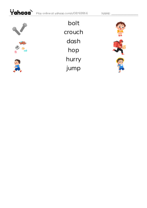 Common Verbs in English: movement 1 PDF three columns match words