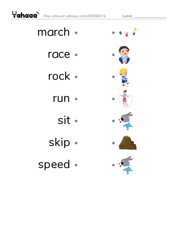 Common Verbs in English: movement 2 PDF link match words worksheet