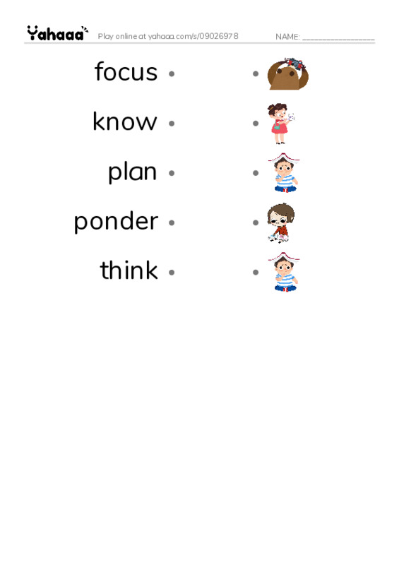 Common Verbs in English: thought 1 PDF link match words worksheet