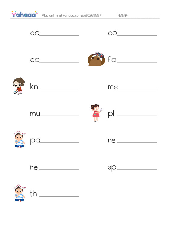 Common Verbs in English: thought 1 PDF worksheet writing row