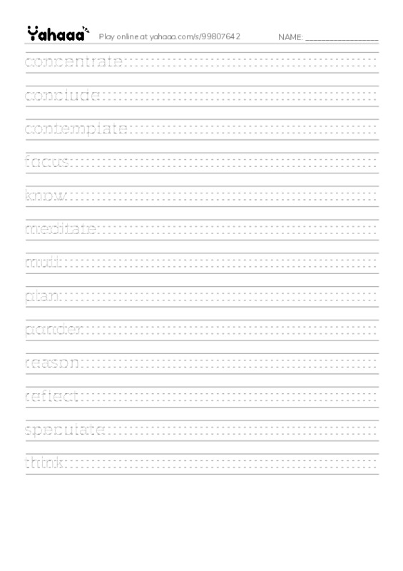 Common Verbs in English: thought 1 PDF write between the lines worksheet