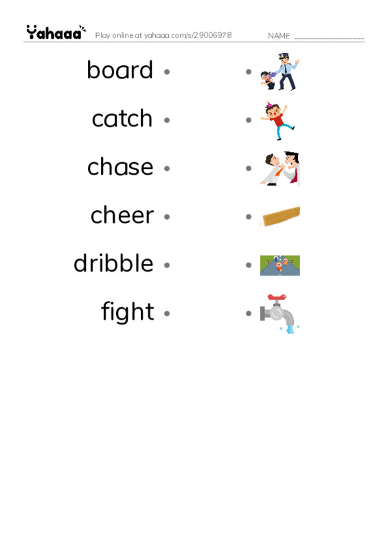 Common Verbs in English: sports 1 PDF link match words worksheet