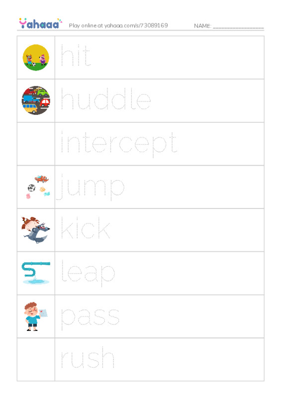 Common Verbs in English: sports 2 PDF one column image words