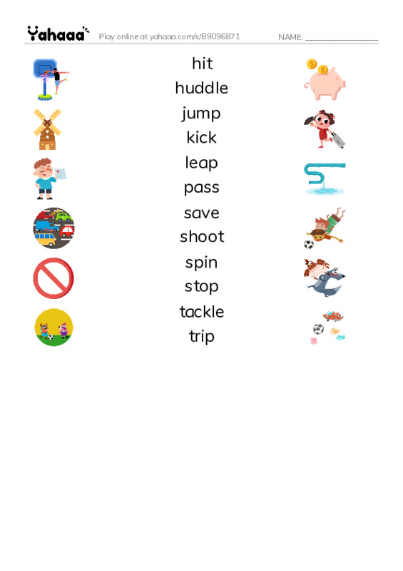 Common Verbs in English: sports 2 PDF three columns match words