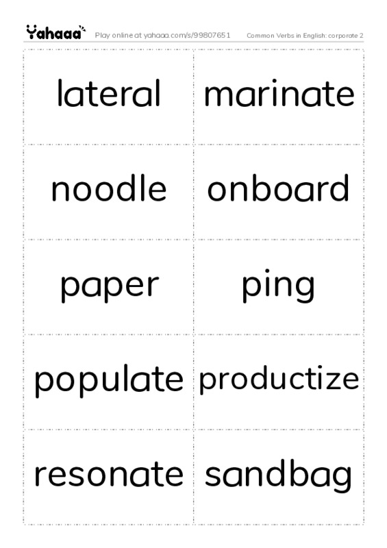 Common Verbs in English: corporate 2 PDF two columns flashcards