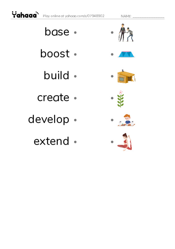 Common Verbs in English: creation 1 PDF link match words worksheet