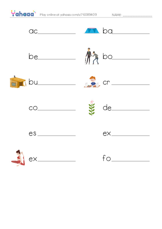 Common Verbs in English: creation 1 PDF worksheet writing row