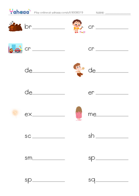 Common Verbs in English: destruction 1 PDF worksheet writing row